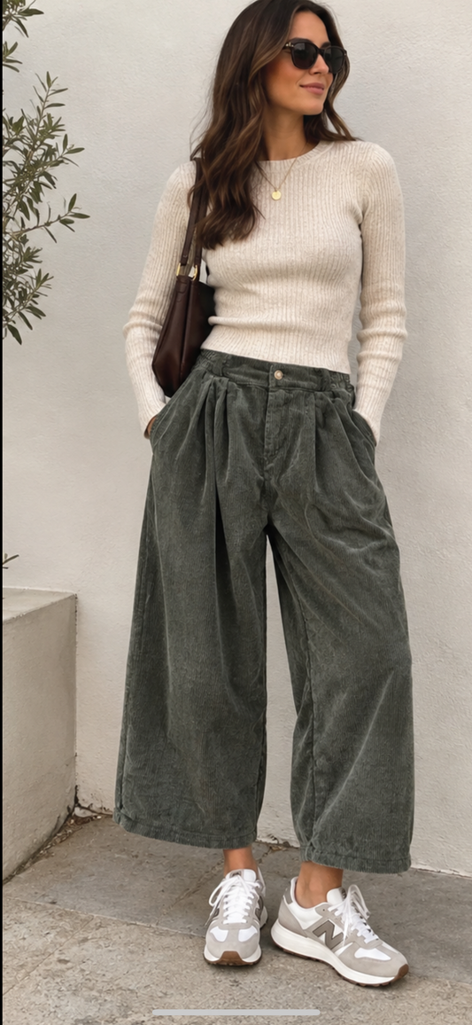 Khaki cord trousers