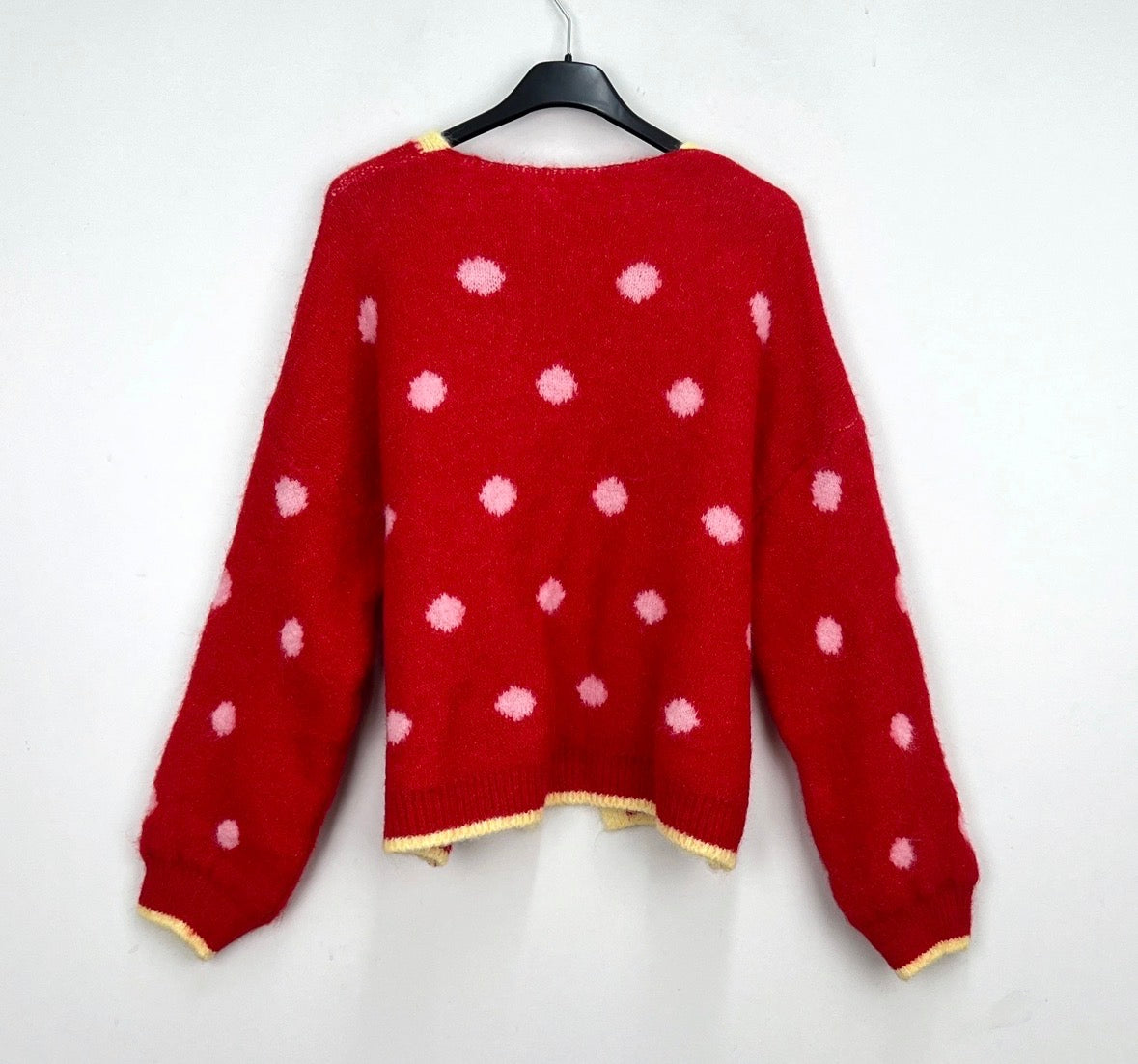 Polka dot red cardi