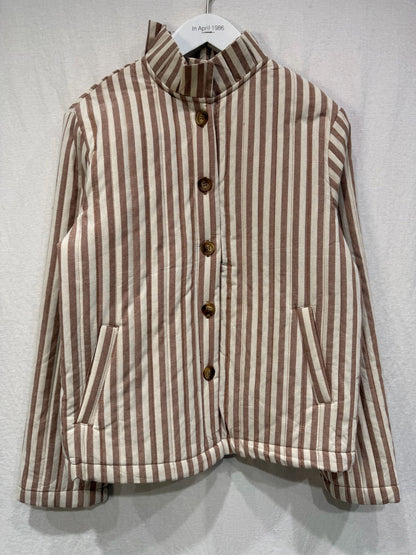 Striped high collar jacket