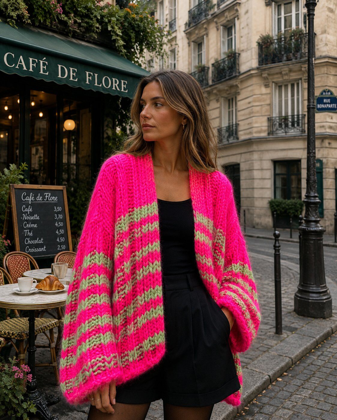 Fuschia and lime cardi