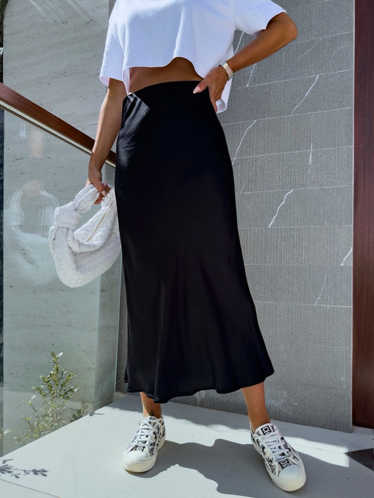 Black Satin Skirt