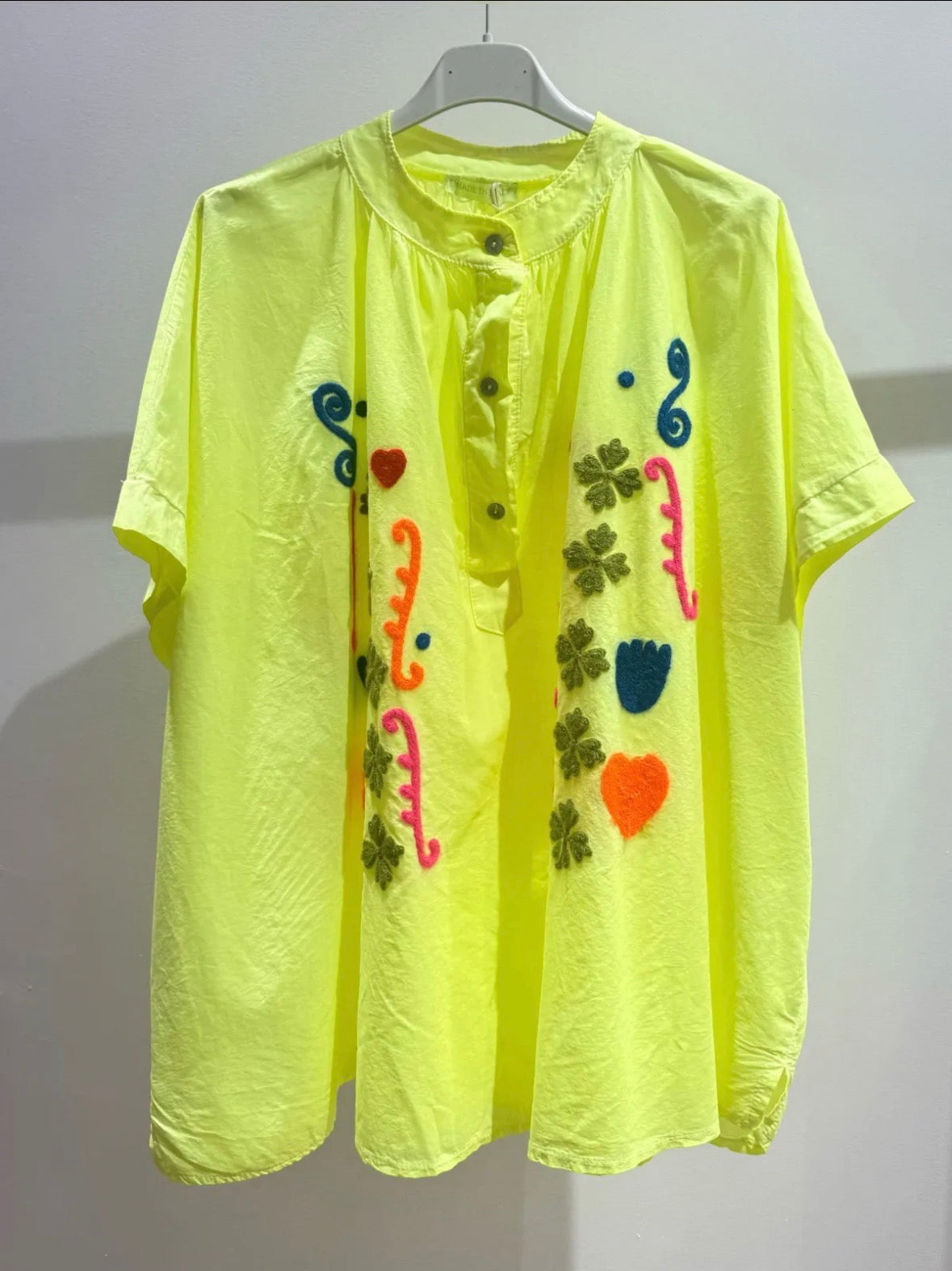 Neon yellow flower print tunic