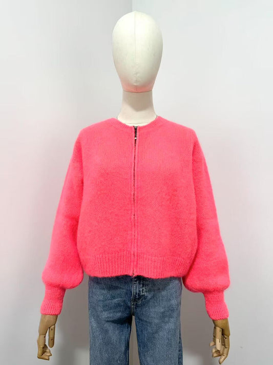 Mohair neon zip knit 