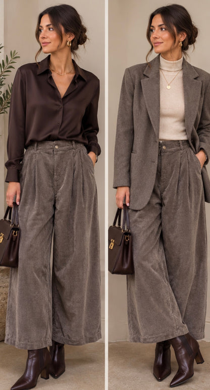 Taupe cord trousers