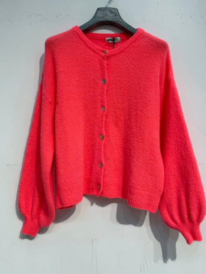 Coral alpaca blend cardi