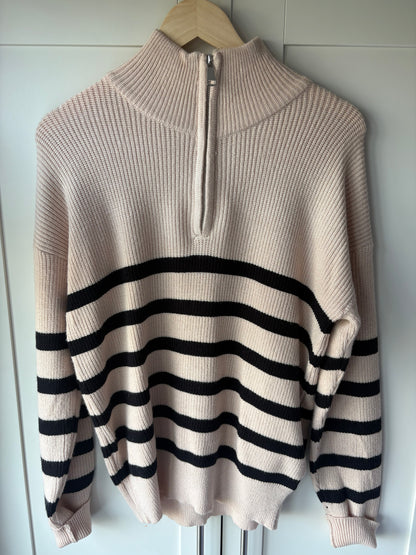 Zip neck Striped Sweater