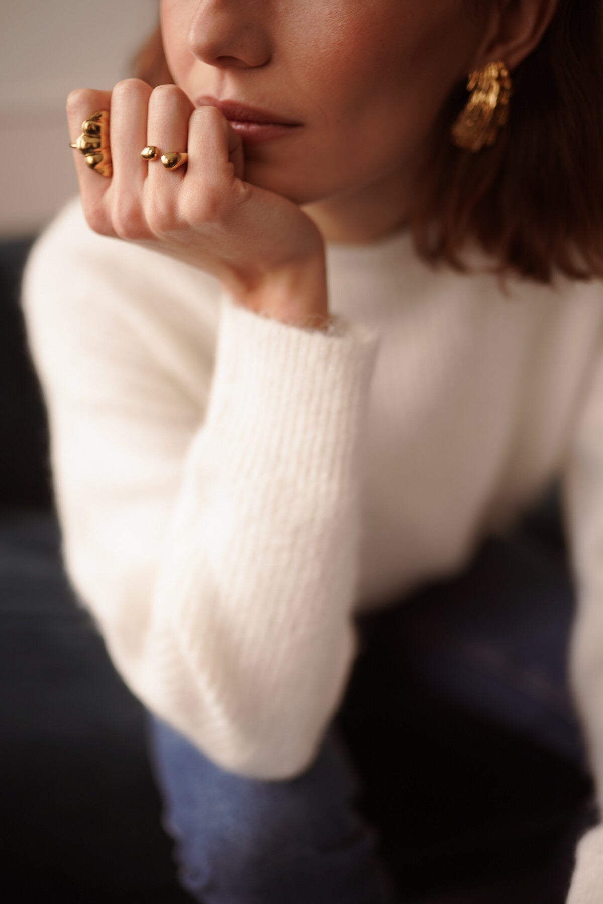 Ecru Sweater with Lace Back Bohemian Style