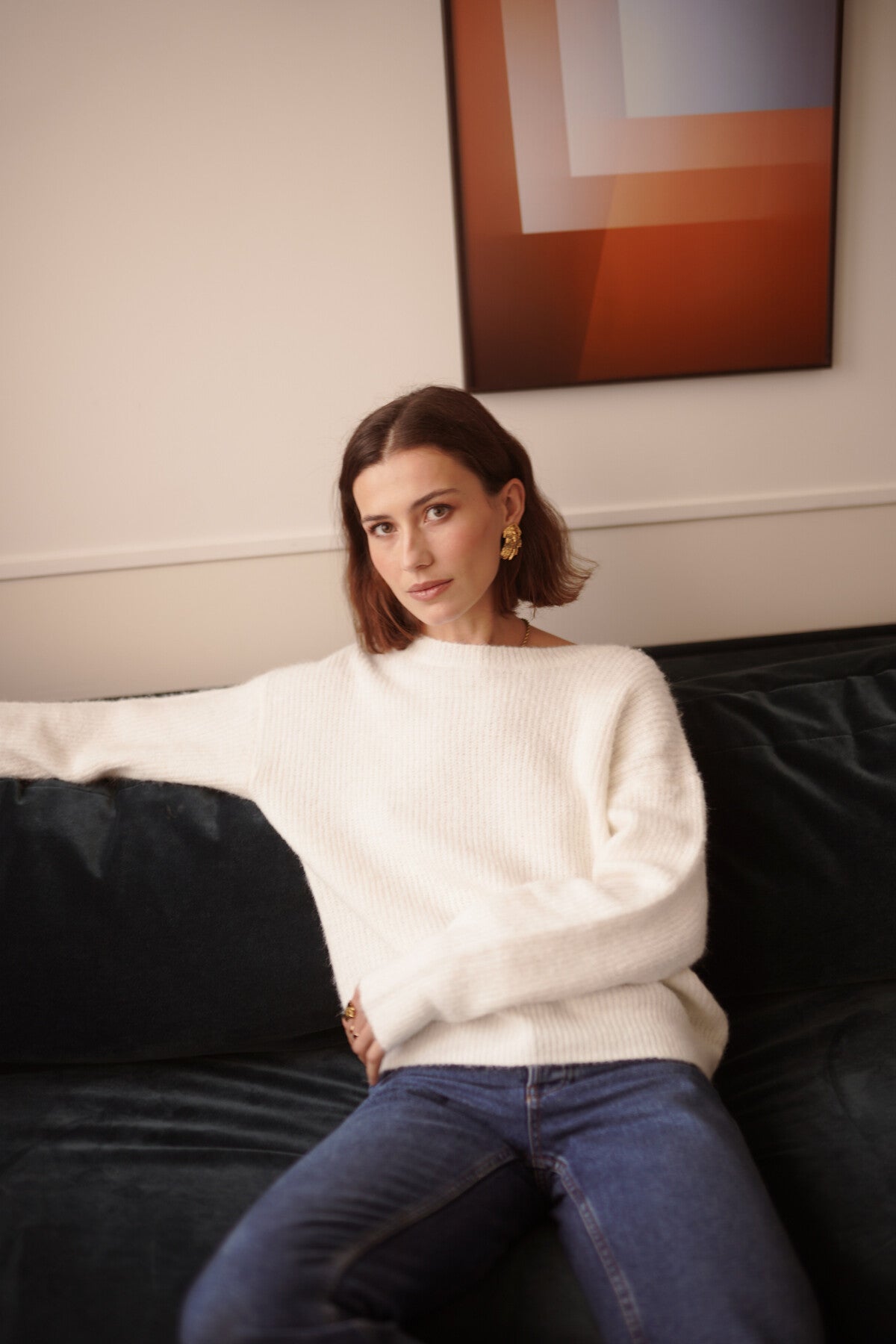 Ecru Sweater with Lace Back Bohemian Style